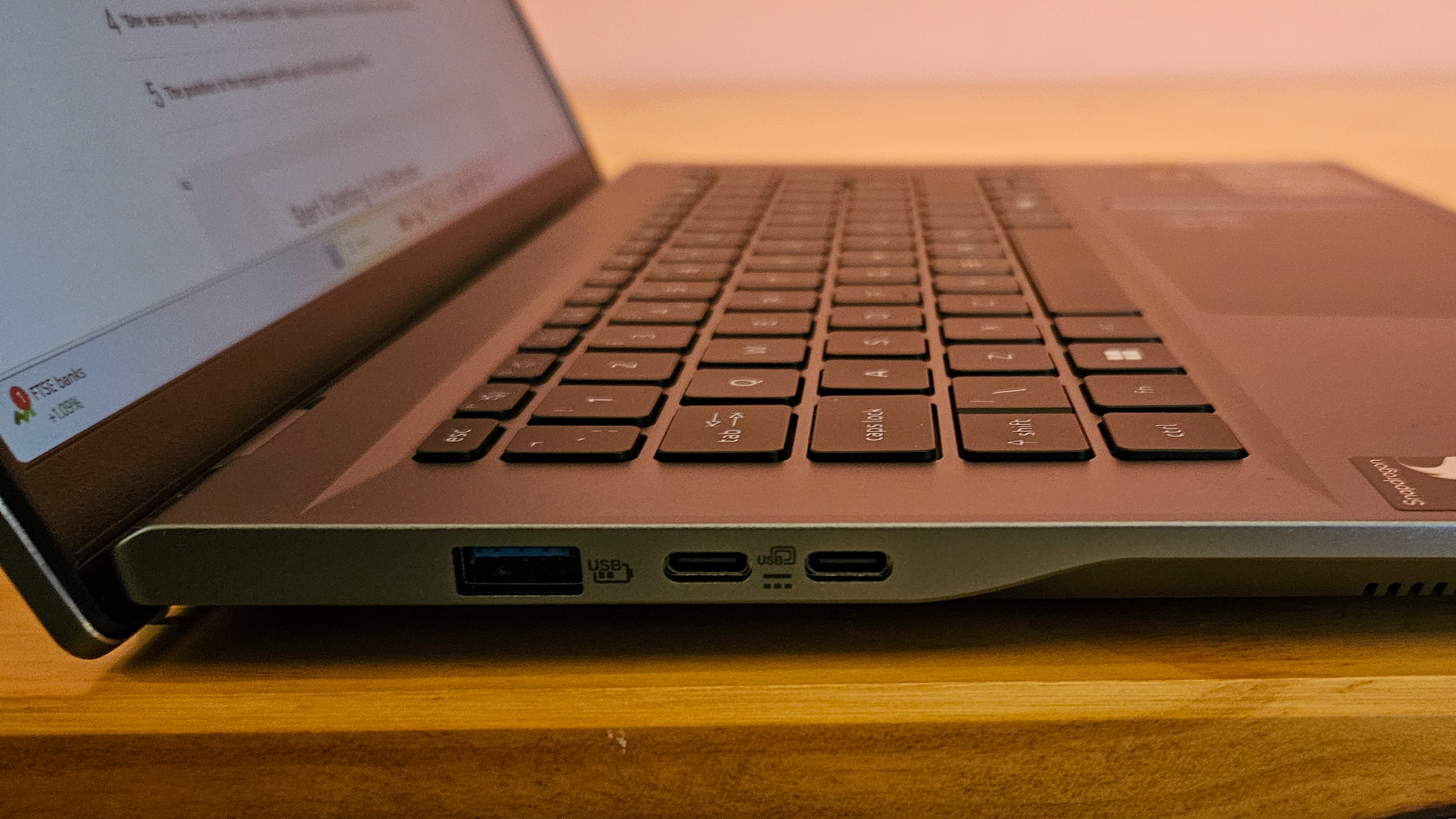 Acer Swift Go 14 - side view laptop open, ports visible